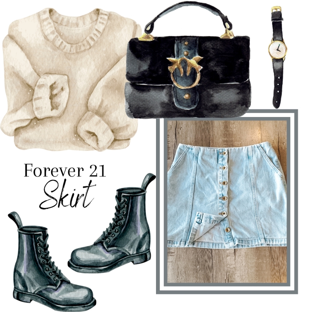 Forever 21 Denim Button Up Jean Mini Skirt